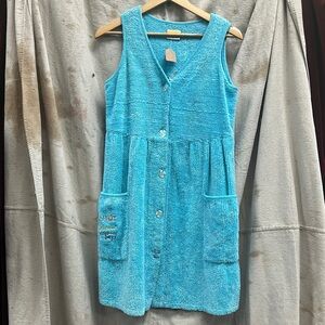 “Hot Sunny Days” Turquoise Button-Down Swim Coverup